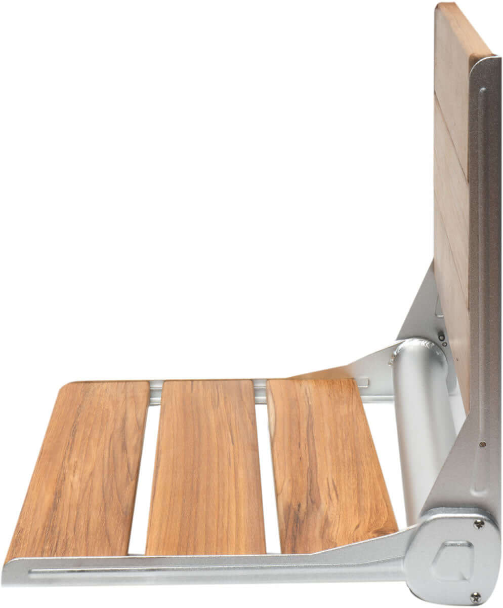ADA Folding Teak Shower Seat 16" Wide with Back or Light Grey - Alfi brand
