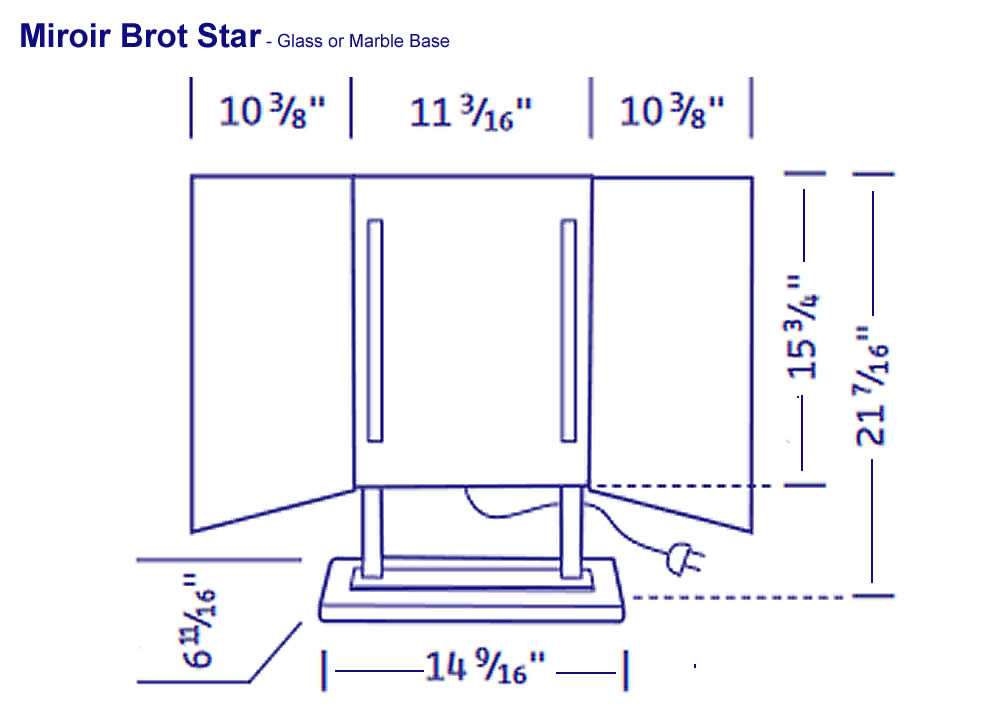 Miroir Brot &quot;Star&quot; Triptych, specifications.