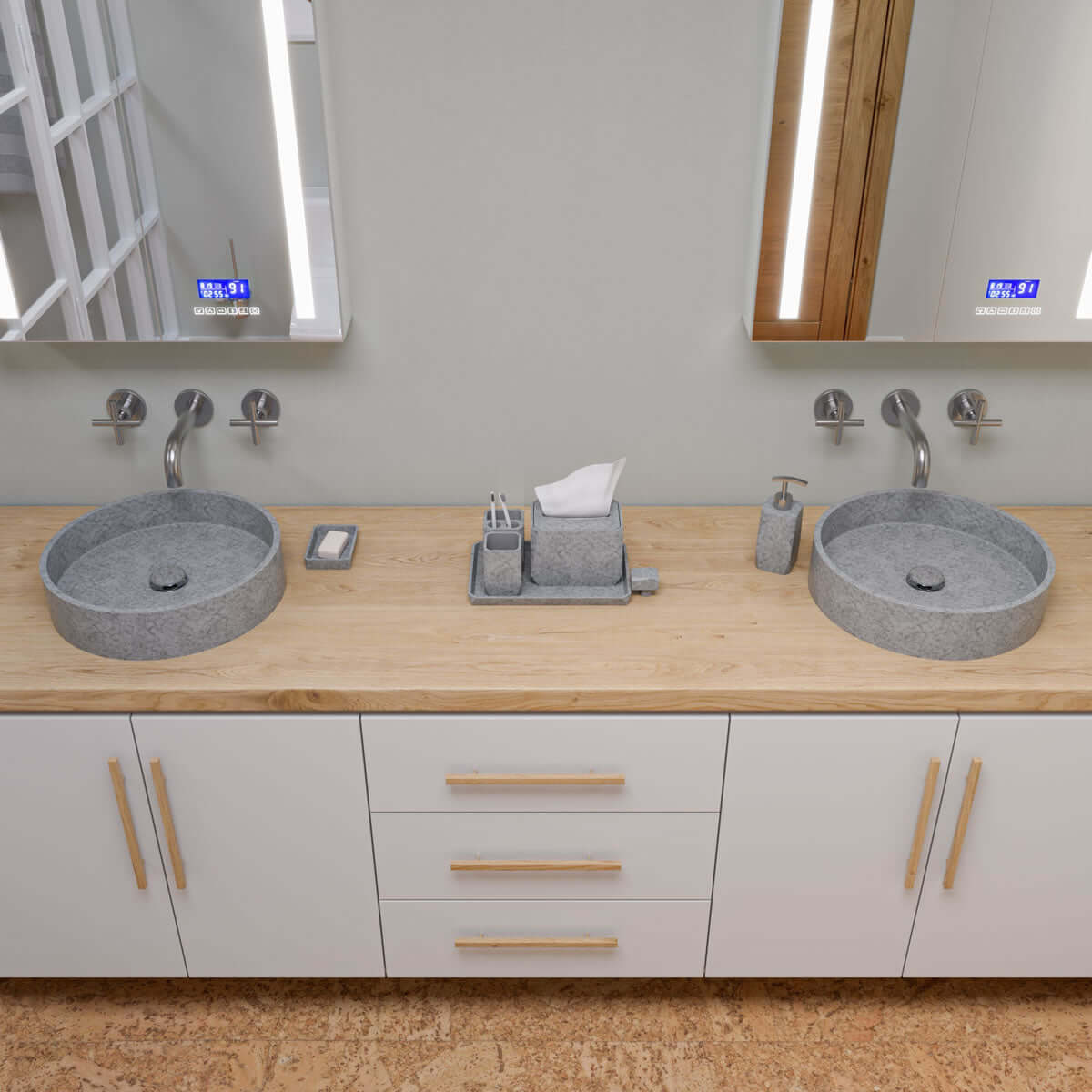 ABCO1023 7-Piece Solid Concrete Gray Matte Bathroom Accessory Set - Alfi brand