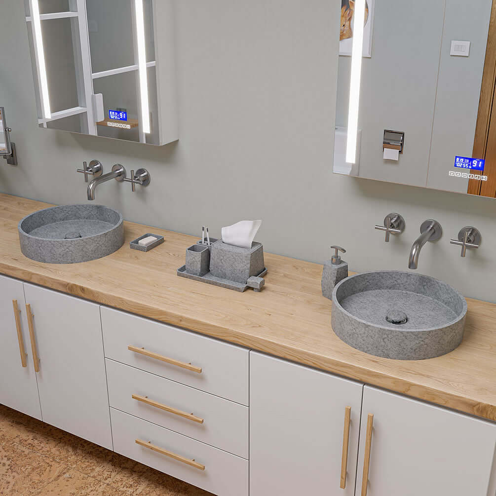 ABCO17R 17" Round Solid Concrete Above-Mount Bathroom Sink - ALFI brand