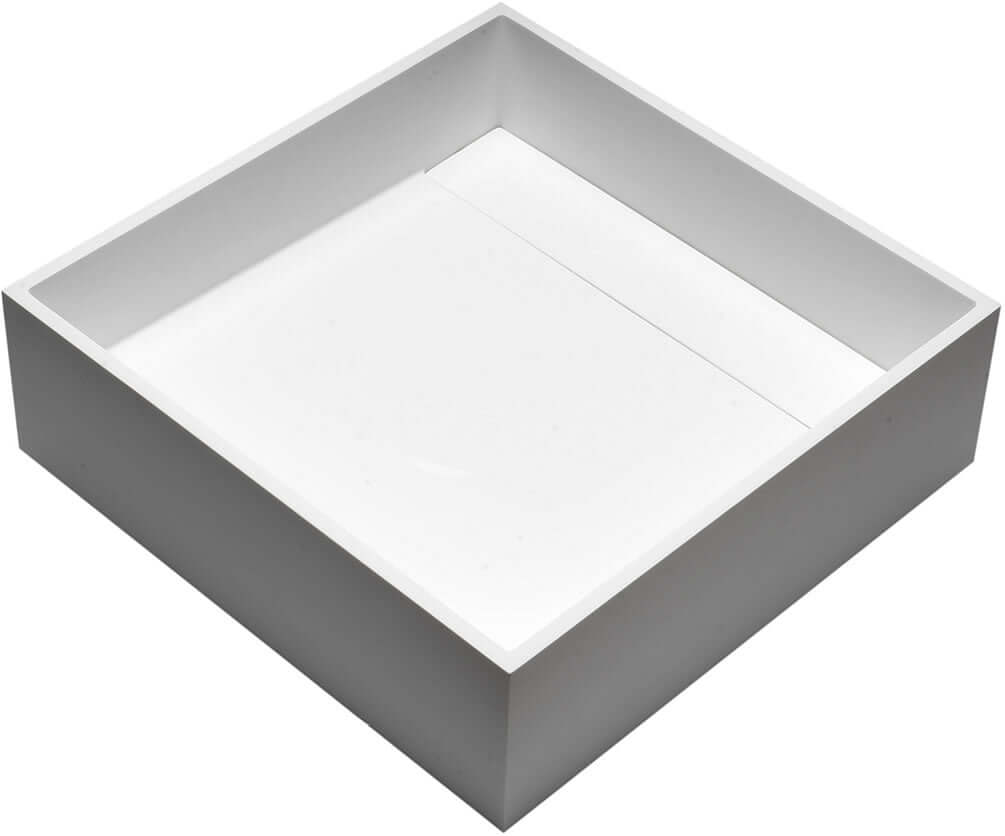 Square Resin Sink - drain cover in place.