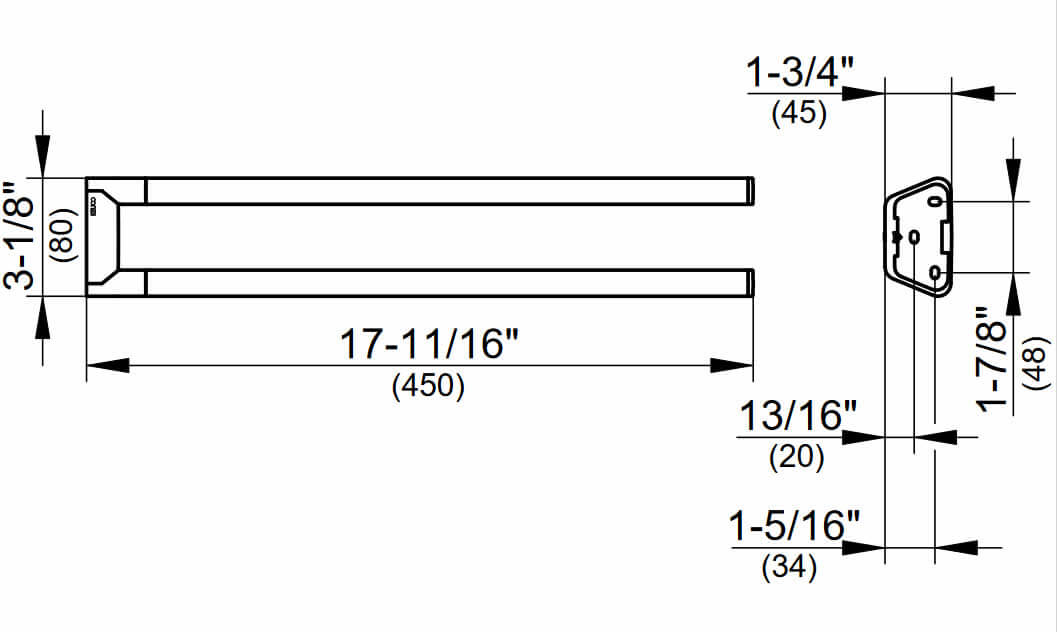 Keuco Reva Fixed Double Towel Holder, 2 Finishes