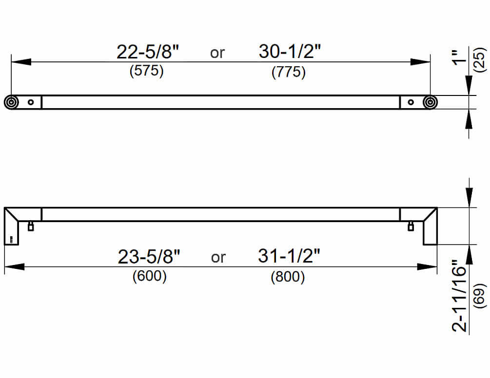 Keuco Reva Matte Black Towel Bars, 2 Sizes
