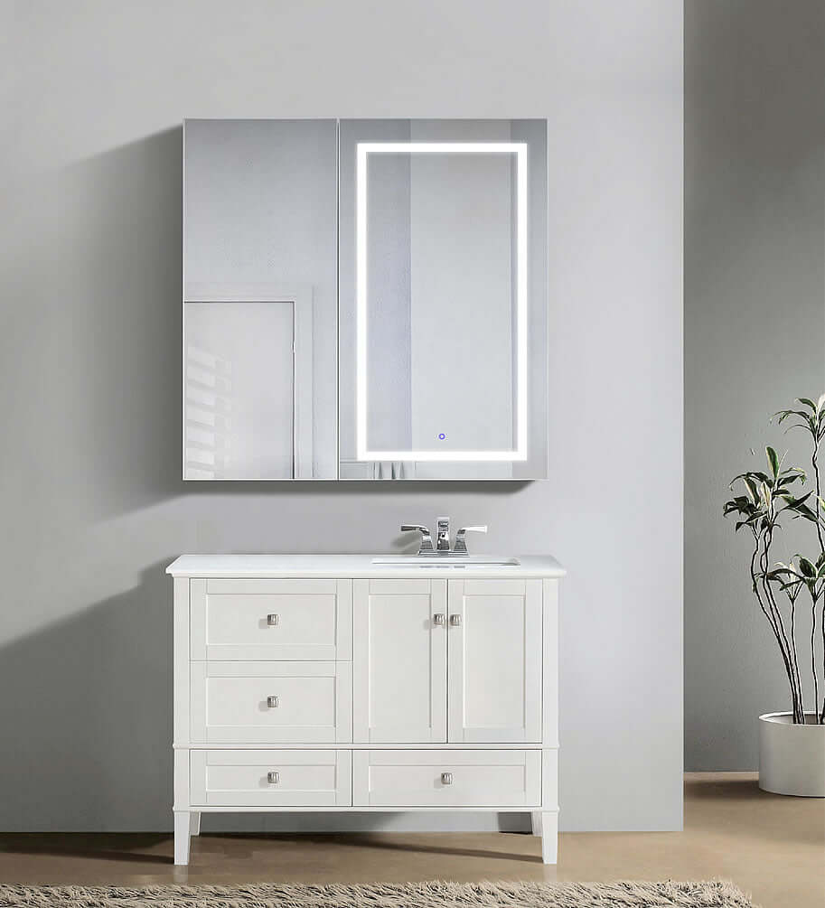 SVANGE 42" Square - Right Door Lighted, Center Open, 4 Shelves