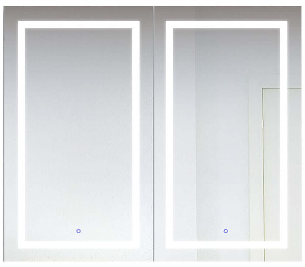 Svange Center-Open 48" x 42" High, Both Doors LED Lit, both with interior Inset 3x Mirror