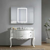48" wide application.Center door LED lighted, and with interior inset 3x makeup mirror on the back of the door.