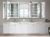 Svange Mega-6 96" x 42"shown.3 Doors open left, 3 open right.Two center doors on each side are LED illuminated with interior inset 3x Makeup Mirror