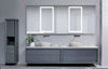 Svange Mega-6 120" x 42"shown.3 Doors open left, 3 open right.Two center doors on each side are LED illuminated with interior inset 3x Makeup Mirror