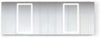 Svange Mega-6 120" x 42"shown.3 Left doors open left, 3 open right.Two center doors on each side are LED illuminated with interior inset 3x Makeup Mirror