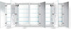 Svange Mega-6 120" x 42"shown.3 Left doors open left, 3 open right.Two center doors on each side are LED illuminated with interior inset 3x Makeup Mirror
