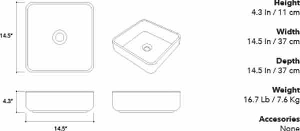 Konkretus FLADD 03 Square Concrete Above-Mount Bathroom Sink, 13 Colors