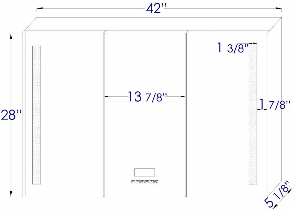 42" X 28" Triple Door LED and Bluetooth Medicine Cabinet - ALFI brand