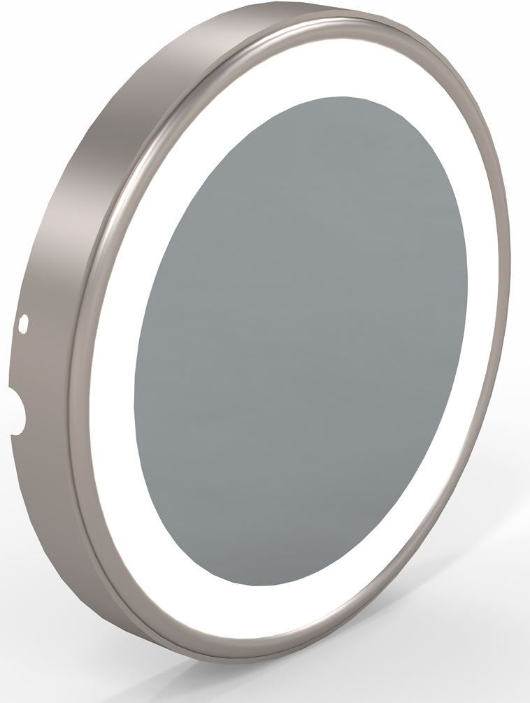Hardwired 5x/1x Reversible Makeup Mirror, 3500K/5500K LEDs, Brushed Nickel - Kimball & Young - Perfect Makeup Mirrors
