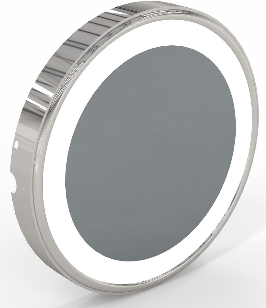 Hardwired 5x/1x Reversible Makeup Mirror, 3500K/5500K LEDs, Polished Nickel - Kimball & Young - Perfect Makeup Mirrors