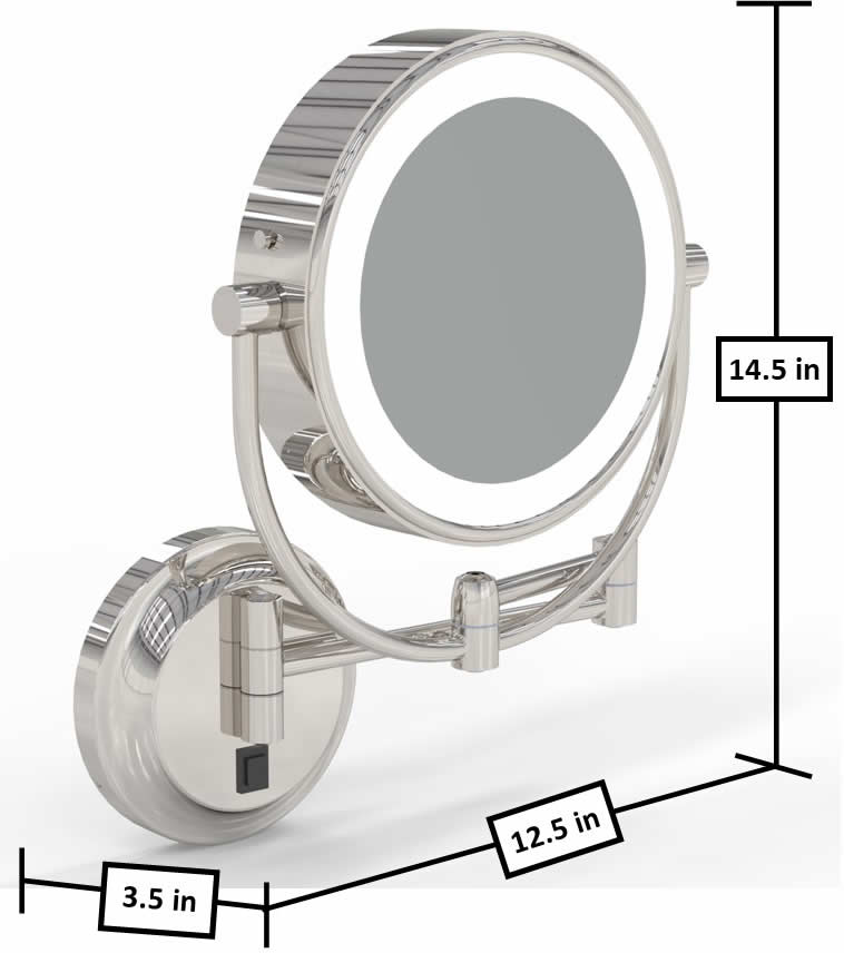 Dimensions  - retracted.  Polished Nickel