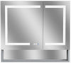 Mirror Luxe 36" Double Door Mirrored LED Medicine Cabinet, Natural Anodized Aluminum