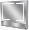 Mirror Luxe 36" Double Door Mirrored LED Medicine Cabinet, Natural Anodized Aluminum