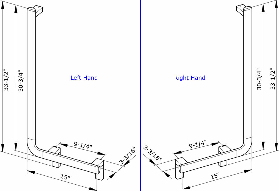 Keuco Axess ADA Angle Bar, Left and Right