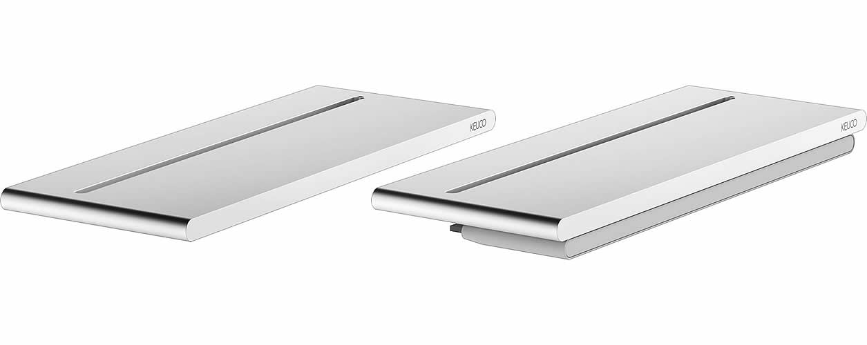 Keuco Edition Actis Shower Shelves - Plain or with Squeegee, Aluminum or Matte Black