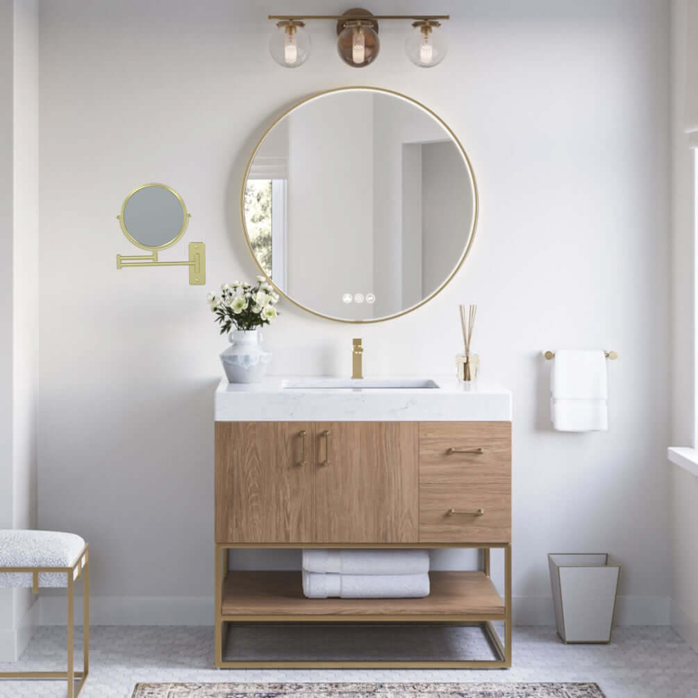 Kimball & Young Mirror Image Magnifying Makeup Mirror 5x/1x Reversible, 5 Finishes