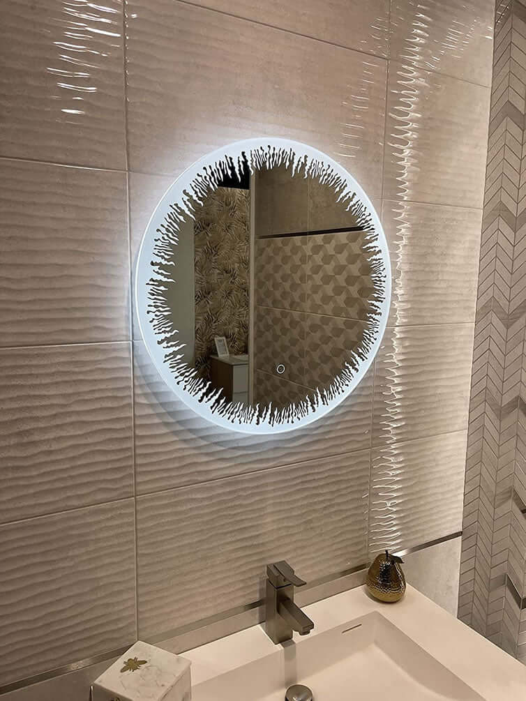 The 24" "Flame" LED mirror by Aquadom is perfect for smaller spaces.  And good-looking, too!