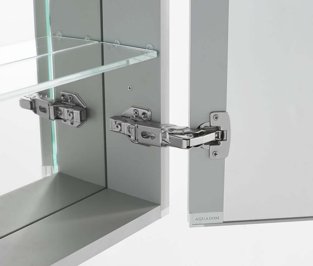 Soft-close hinges open to 155-degrees.