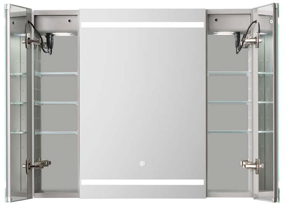 Royale PLUS 3-Door LED Cabinet 36" H, 36", 40", or 48" W with 3x Makeup Mirror - Aquadom - Perfect Makeup Mirrors