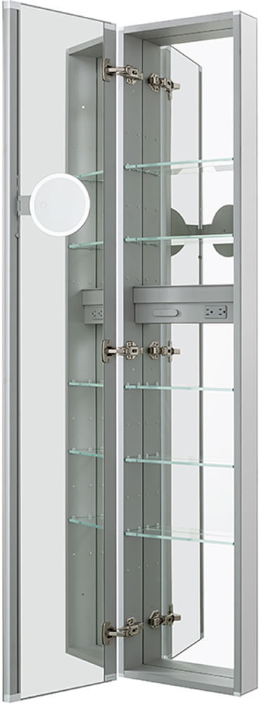 Left-Hinged Royale Medicine Cabinet with Lighted detachable 3x Makeup Mirror