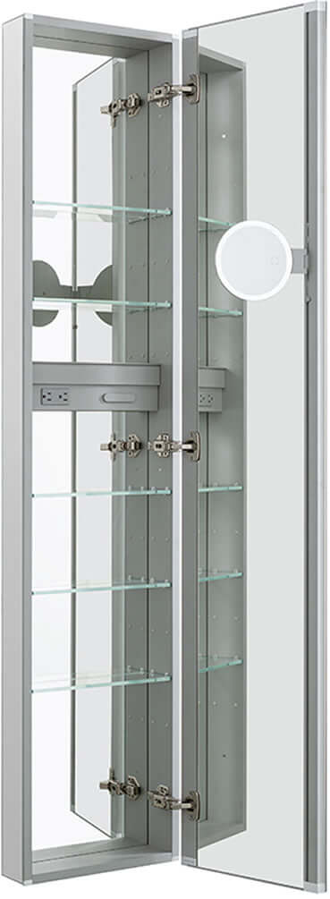 Right-Hinged Royale Medicine Cabinet with Lighted detachable 3x Makeup Mirror