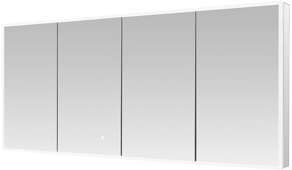 Aquadom Edge Royale 4-Door, 72" Wide LED Medicine Cabinet - LED Illuminated around the entire front Edge..