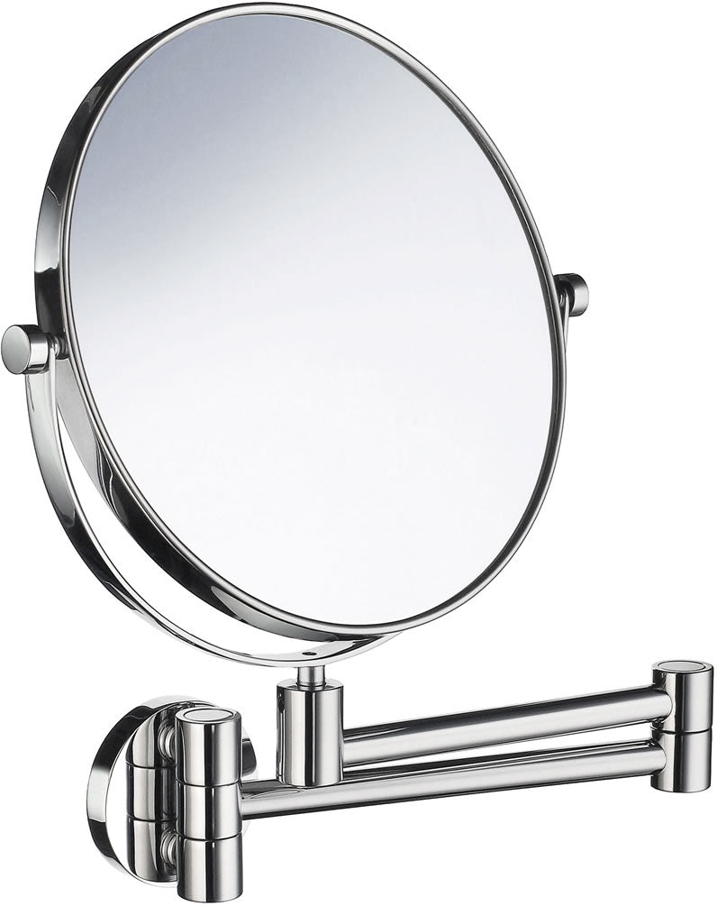 Outline Collection 7x/1x Reversible Wall-Mounted Makeup Mirror - Chrome, Brass, or Black - SMEDBO - Perfect Makeup Mirrors