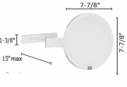 Smedbo 7x Cordless LED Round Makeup Mirror with Light - Wall-Mounted in Polished Chrome