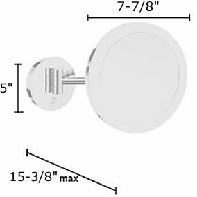 Smedbo 5x Battery Operated LED Makeup Mirror with Light - Wall-Mount Polished Chrome or Matte Black