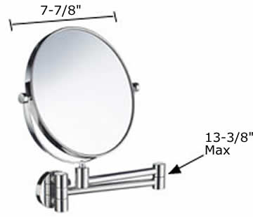 Outline Collection 7x/1x Reversible Wall-Mounted Makeup Mirror - Chrome, Brass, or Black - SMEDBO - Perfect Makeup Mirrors