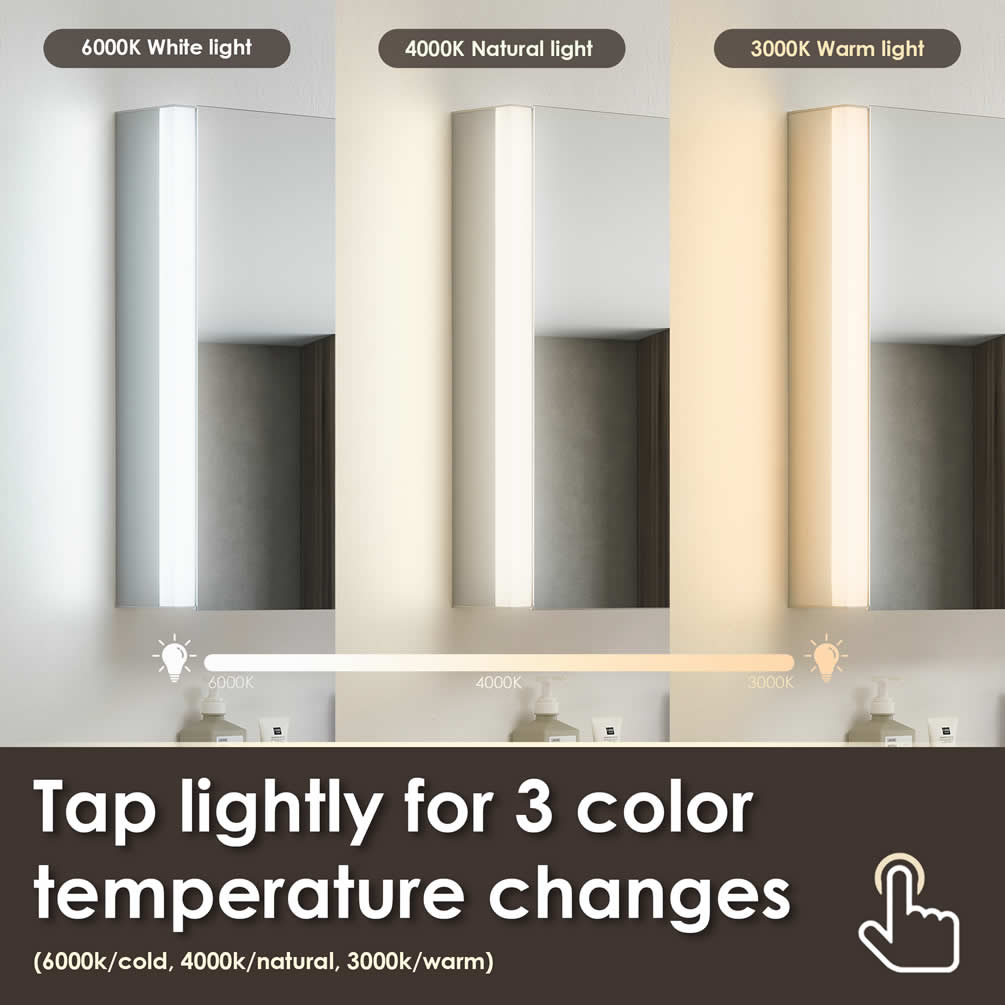 Serra 2-Door Mirrored LED Side-Lit Surface-Mount Medicine Cabinet - Altair Design - Perfect Makeup Mirrors