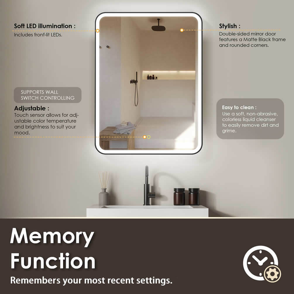 Altair Ostaria Mirrored LED Surface-Mount or Recessed Medicine Cabinet