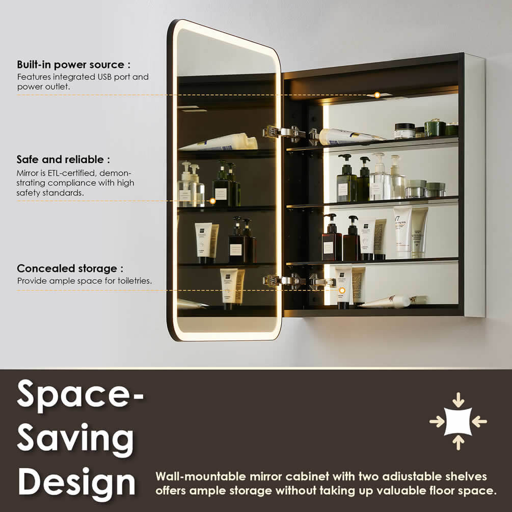 Altair Ostaria Mirrored LED Surface-Mount or Recessed Medicine Cabinet