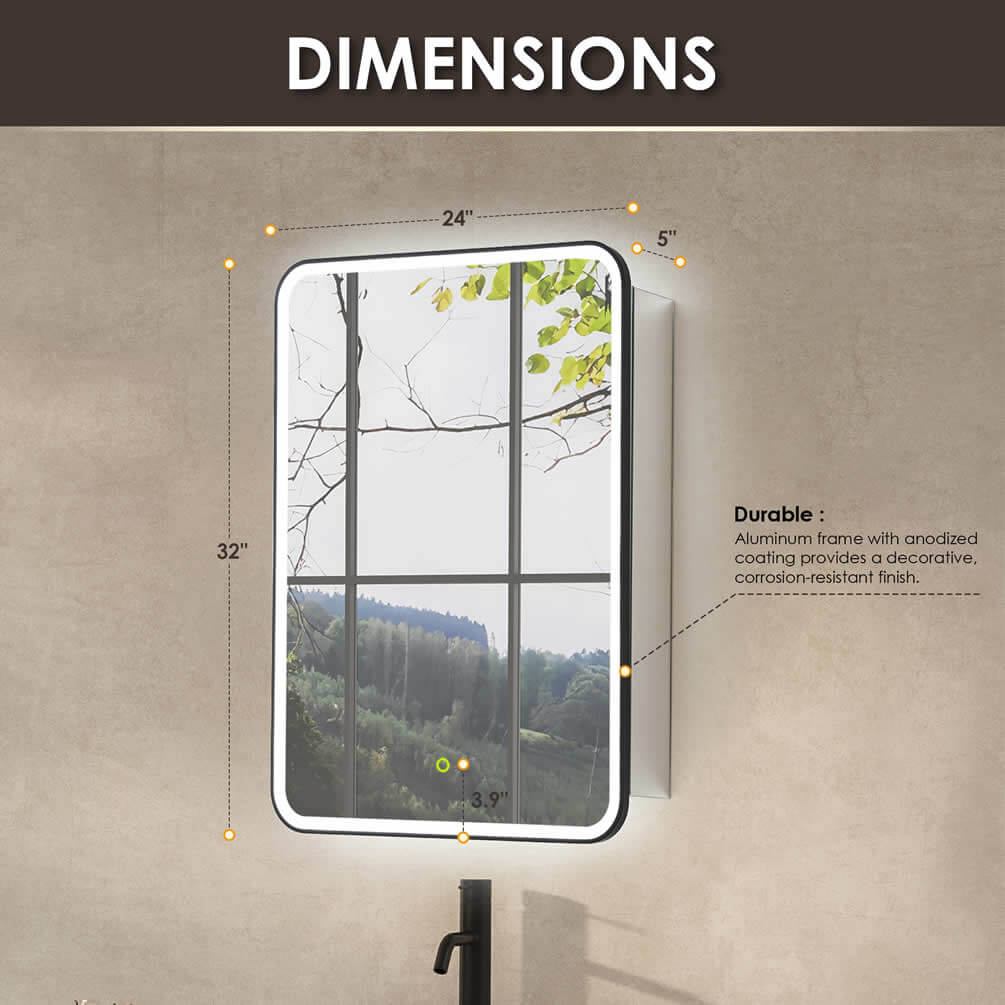 Altair Ostaria Mirrored LED Surface-Mount or Recessed Medicine Cabinet
