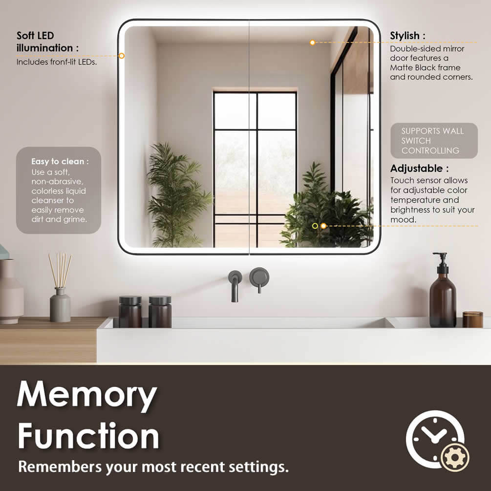 Altair Ostaria 2-Door Mirrored LED Surface-Mount/Recessed Medicine Cabinet
