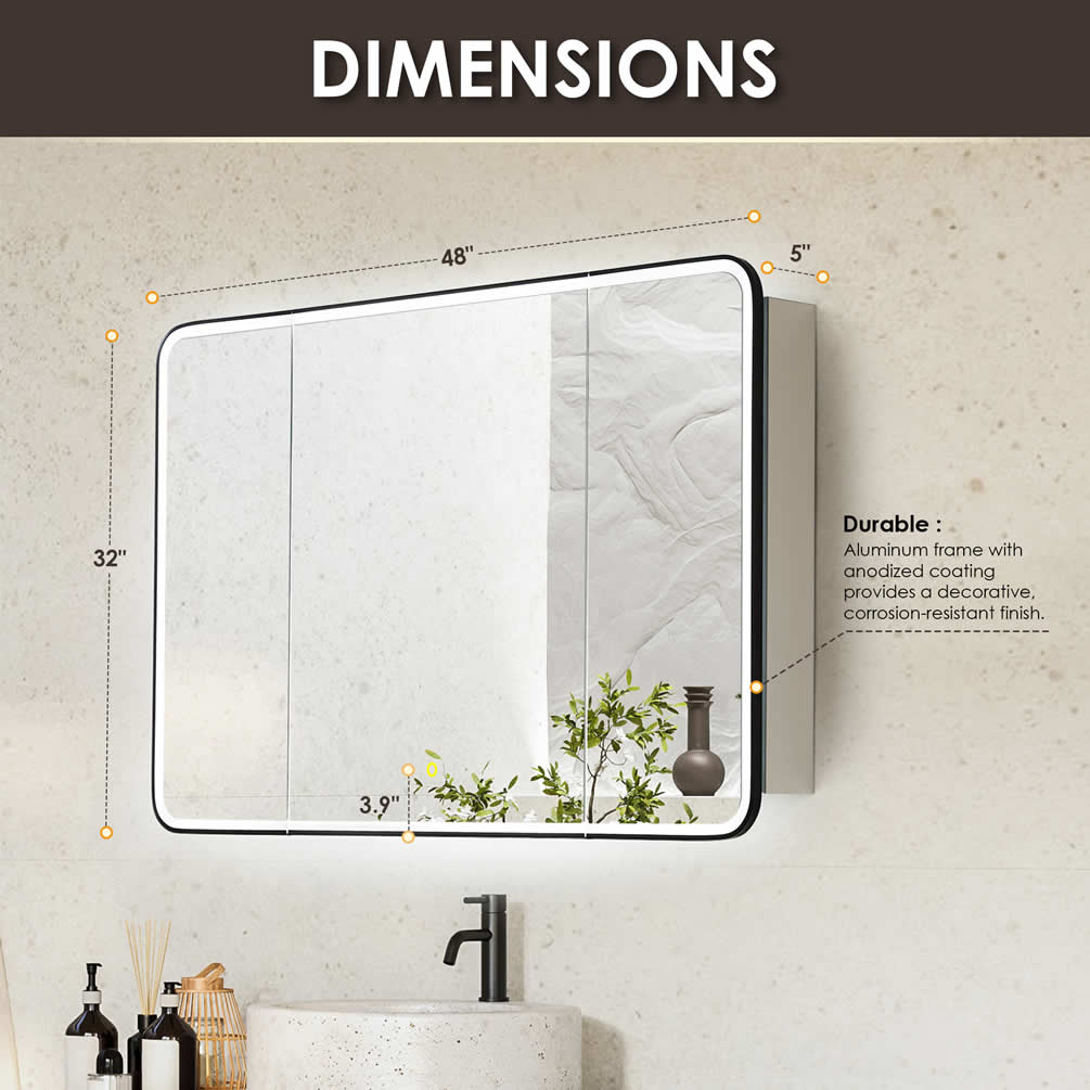 Altair Ostaria 3-Door Mirrored LED Surface-Mount/Recessed Medicine Cabinet