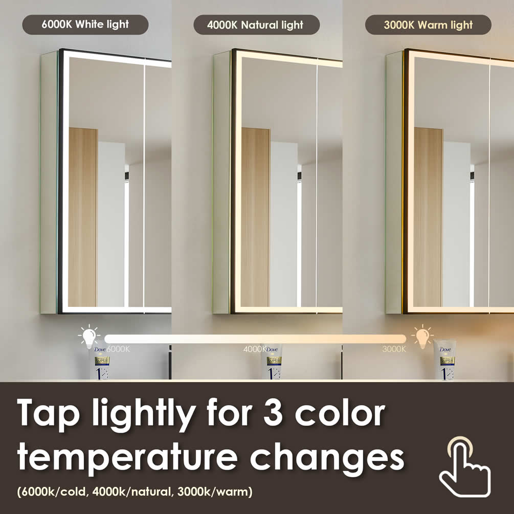 Bojano 3-Door 48" Frameless Mirrored LED Medicine Cabinet, Recess or Surface Mount - Altair Design - Perfect Makeup Mirrors