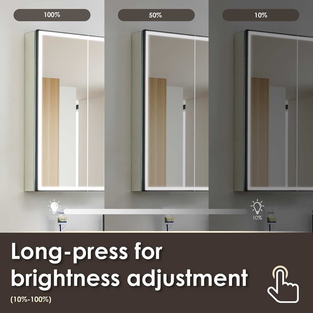 Bojano 3-Door 48" Frameless Mirrored LED Medicine Cabinet, Recess or Surface Mount - Altair Design - Perfect Makeup Mirrors