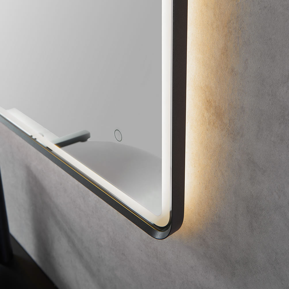 Viaggi 48" Wide Anti-Fog Dimmable Bathroom LED Vanity Mirror, Matte Black Frame - Altair Design - Perfect Makeup Mirrors