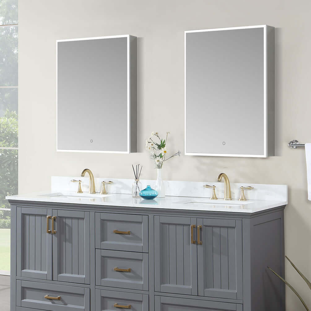 Dual Installation:  Carsoli 24" x 32" High with Adjustable LED Color Temperature, Dimmer, and Defogger