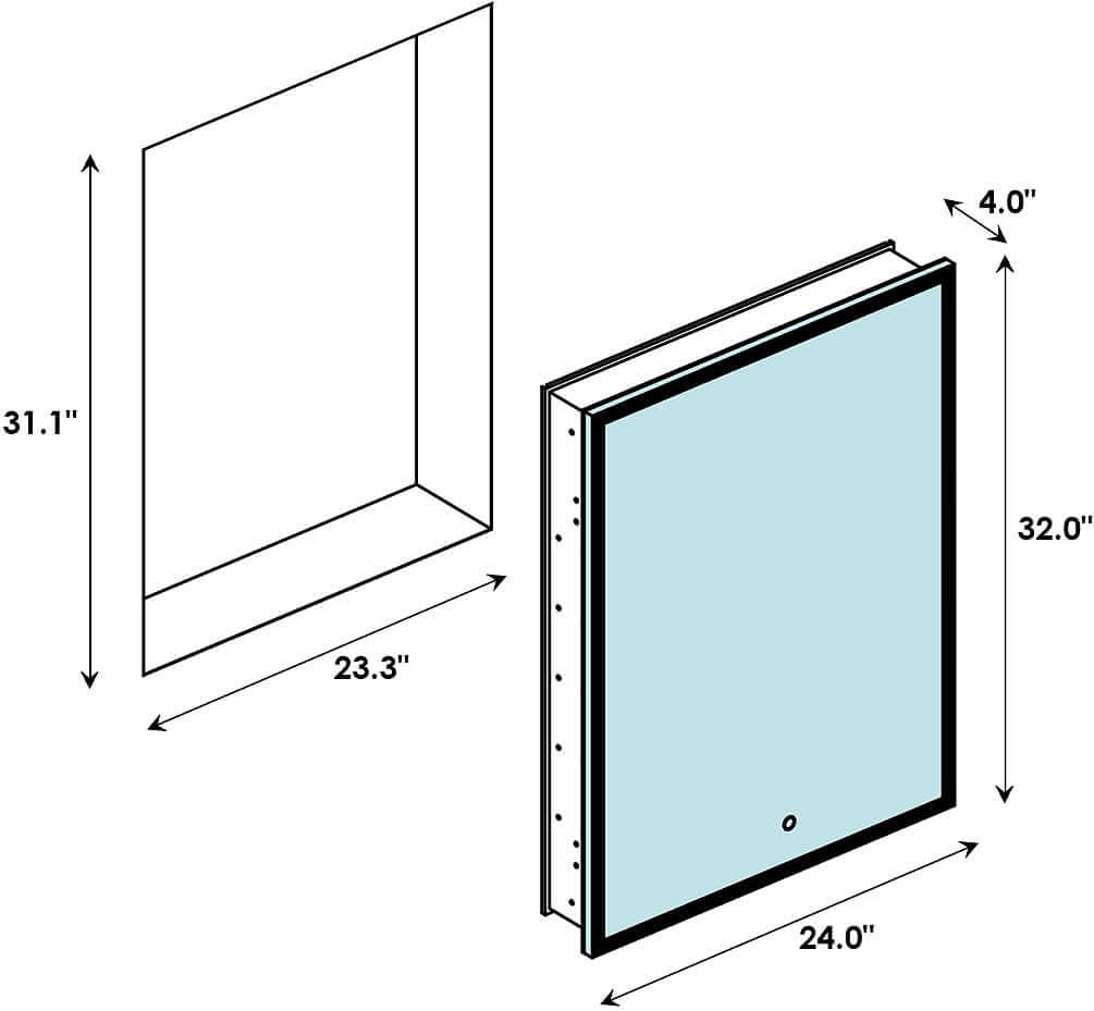 Dimensions and Cutout - Carsoli 24" x 32" High