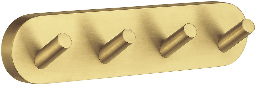 Smedbo Home Collection Solid Brass Quadruple Towel Hook, Brushed Brass