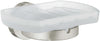 Wall-Mount Brushed Nickel with Frosted Glass Removable Soap Dish.The Smedbo Home Collection.