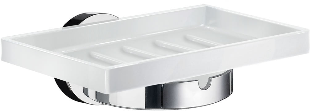 Smedbo Home Collection Solid Brass Wall Mount Porcelain Soap Dish, Polished Chrome