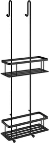 Matte Black hanging double Shower Basket by Smedbo is 30" tall x 9.8" wide.Plenty of room for tall bottles.