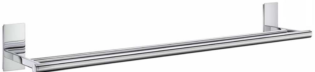 POOL Collection Double 25" Solid Brass Towel Rail, Polished Chrome - SMEDBO - Perfect Makeup Mirrors